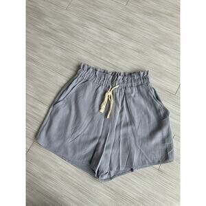 DOUBLE ZERO Women's Denim Blue Drawstring Shorts Size S High Rise Relaxed Fit